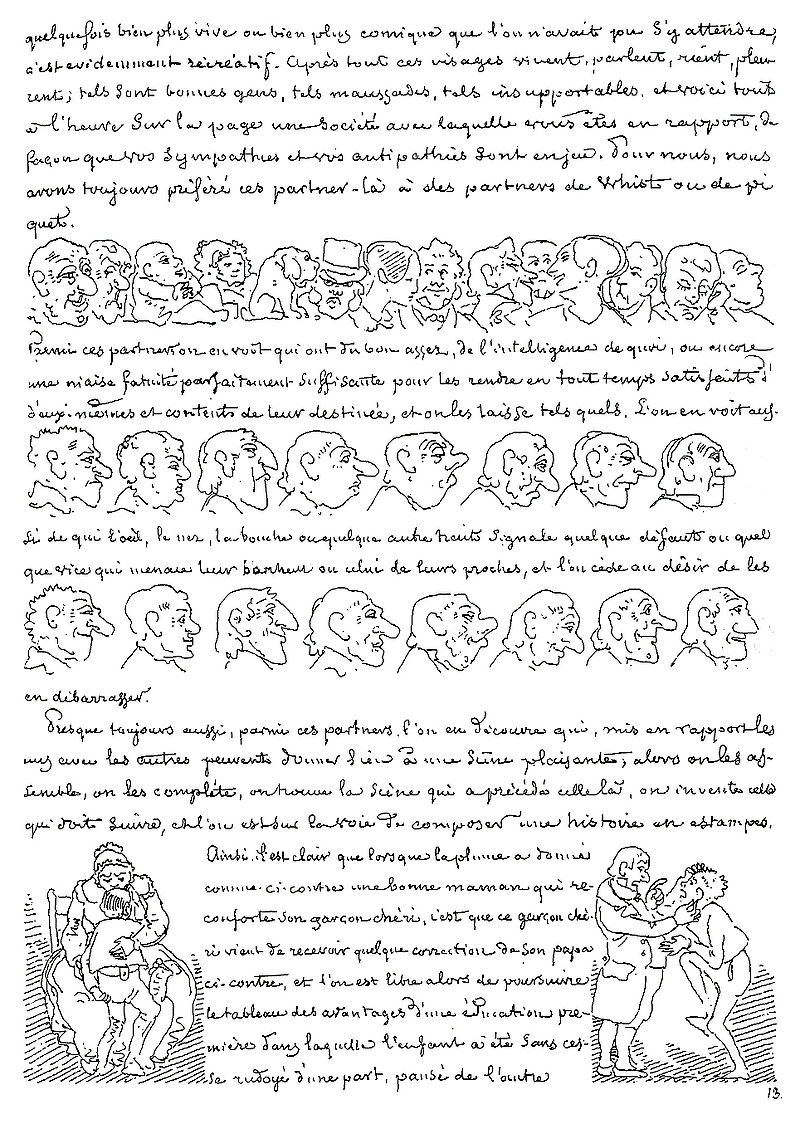 Essai de Physiognomie p13, Rodolphe Töpffer, 1845.